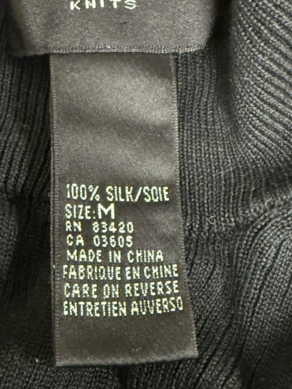 Augusta Silk Black Ribbed Turtleneck Sweater 100% Silk Fitted Medium Chic - Picture 8 of 10